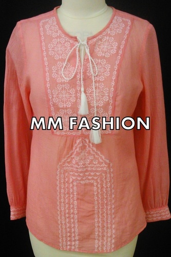 HOSIERY GARMENTS - Cotton Blend, Customized Plus Size, Pink & White | Anti UV, Quick Dry, Breathable, Non Toxic, All Season, Embroidered Design