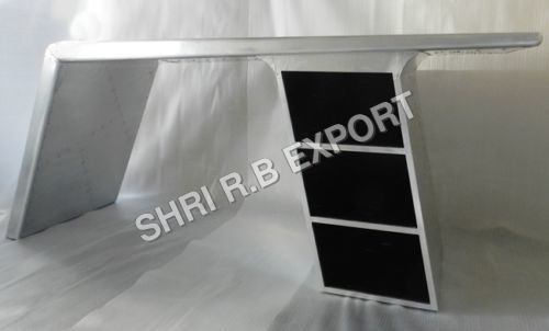 Aviator Wing Desk Table - Wood, MDF & P.Board, 60" x 24" x 30", Matte Finish, Aluminum Accents, Durable Design