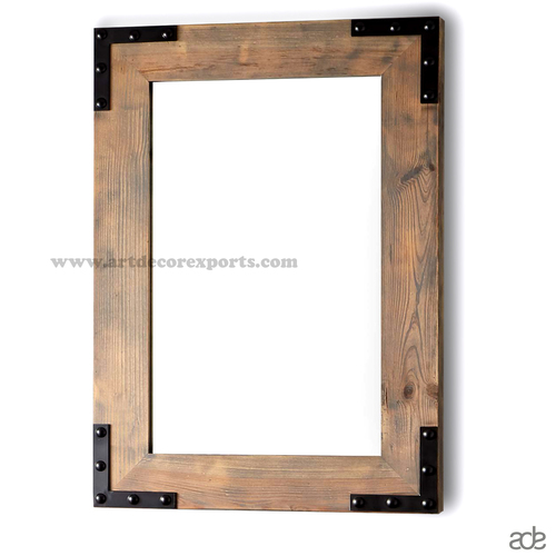 Natural Metal Wood Mirror Frame