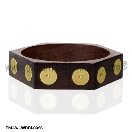 Wooden Bangle Brass Inlaid