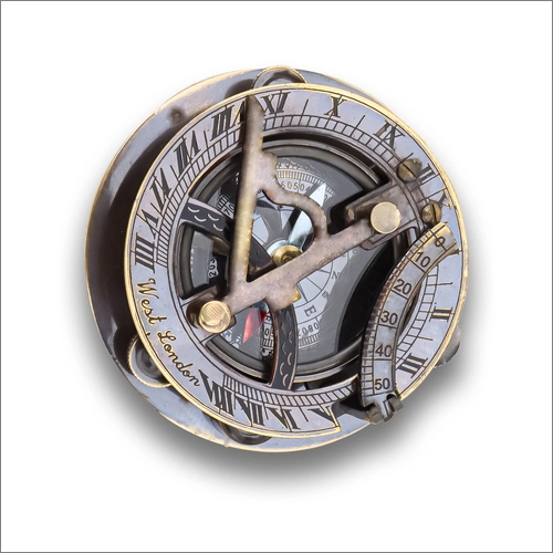 Nautical Brass Push Button Antique Maritime Rose London Sundial Pocket compass 