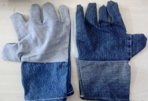 Blue Plain Jeans Cotton Hand Gloves