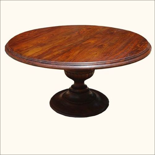 Handmade Solid Wood Rustic Handcrafted Round Dining Table Pedestal Base