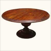 Handmade Solid Wood Rustic Handcrafted Round Dining Table Pedestal Base