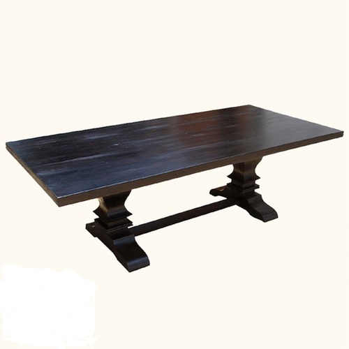 Handmade Trestle Pedestal Solid Wood Rectangular Dining Table