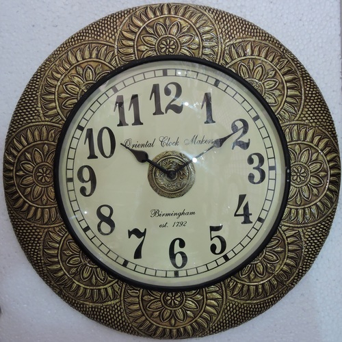 Metal Fitted Wooden Wall Clock