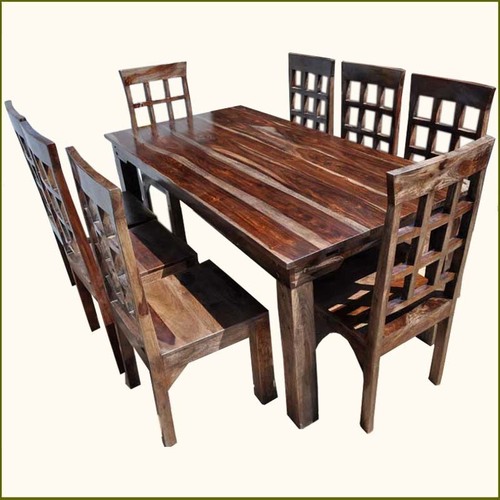 Square Box Rustic Furniture Dining Room Table & Chair Set Square Box Rustic Furniture Dining Room Table & Chair Set