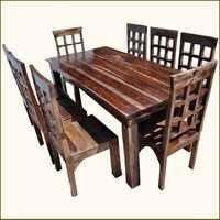 Handmade Square Box Rustic Furniture Dining Room Table & Chair Set