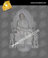 White Marble Sai Baba With Singhasan Statue