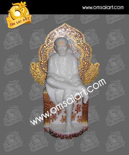 Stunning Design Singhasan Marble Sai Baba Statue