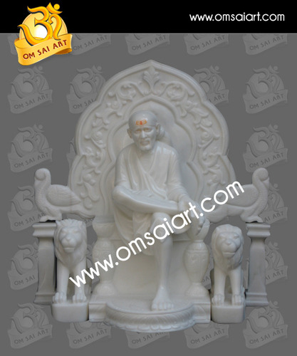 Marble Sai Baba Sitting Statue