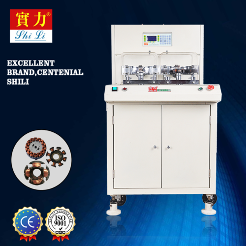 Two Axis Automatic Ceiling Fan Stator Winding Machine - Copper Wire, 720x950x1300mm, White | 2200 Turn/Min, 32 Bit Controller, Dual Spindle Design