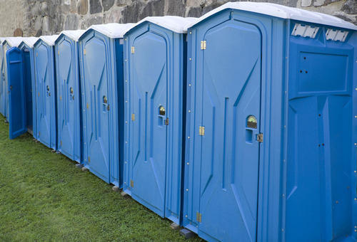 Blue Mobile Toilet Cabin