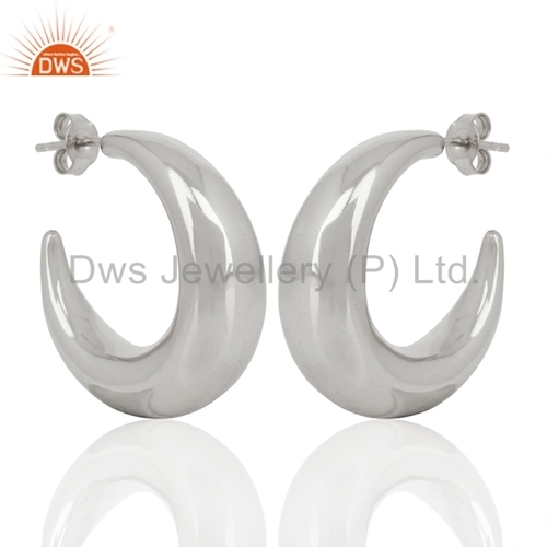 Handmade 925 Silver Unisex Hoop Earrings Jewelry Size: 29 X 9 Mm
