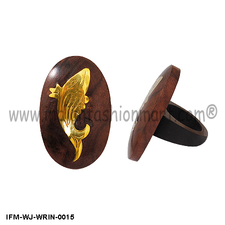 Golden Fins Wooden Ring