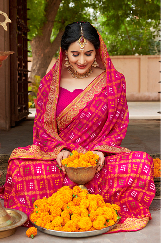 Bandhani Sarees - Buy Latest Collection of Bandhani Sarees for Women online  2023