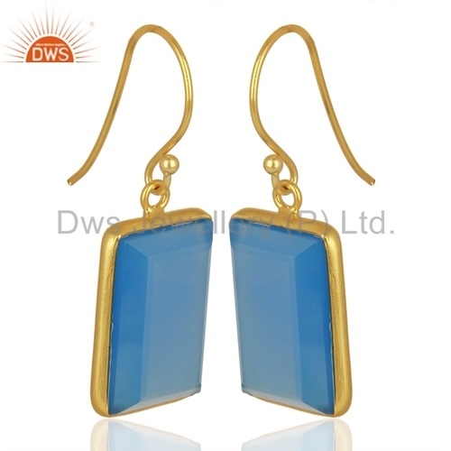 Handmade Gold Plated 925 Silver Drop Earrings Size: 37 X 14 Mm