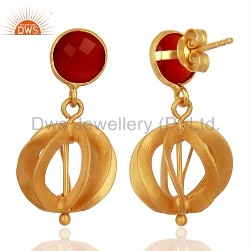 Handmade 925 Silver Red Gemstone Drop Earrings Manufacturer Gender: Women