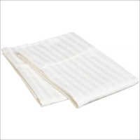 Plain and Satin Stripe White Fabric
