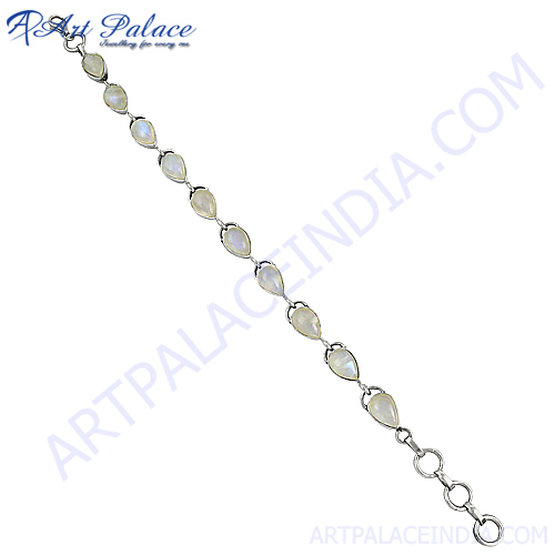 Rainbow Moonstone Silver Bracelet