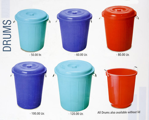 Plastic Drums - Plastic, Available in Various Sizes and Colors | Brands: Ratan, Princeware, Nilkamal