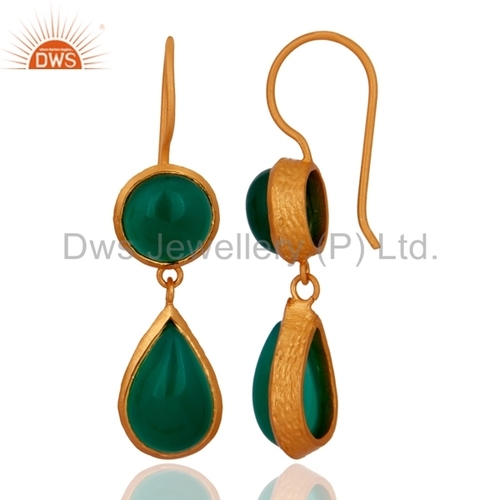 Round Bezel Set Gemstone 925 Silver Earrings Manufacturer Jaipur