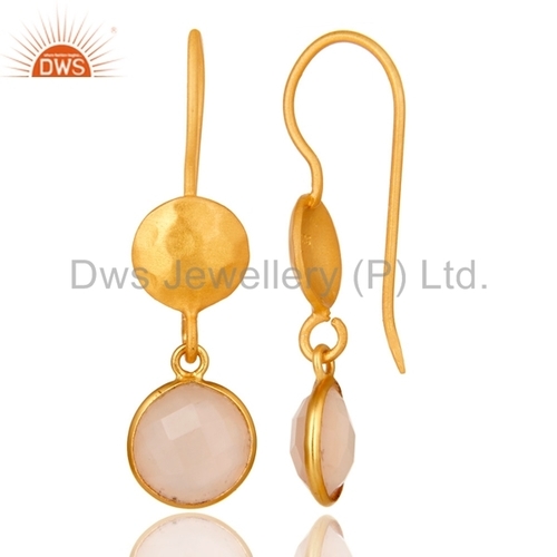 Round Designer 925 Silver Gold Plated Dangle Earrings Manufacturer