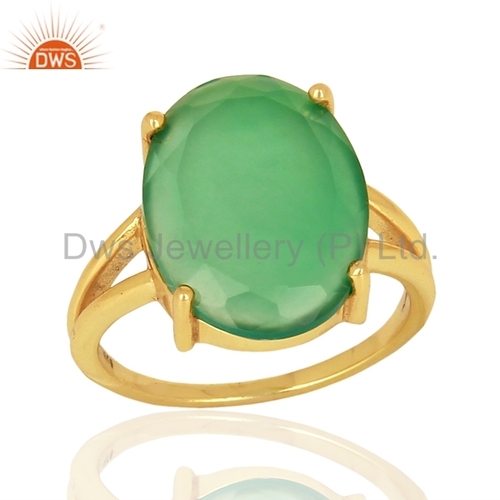 Oval Green Onyx Gemstone 925 Silver Rings Manufacturer