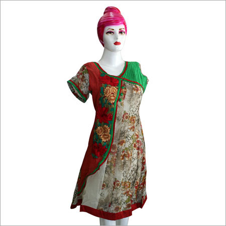 Trendy Floral Print Cotton Kurti