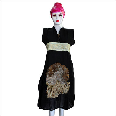 Designer Printed Black Kurti