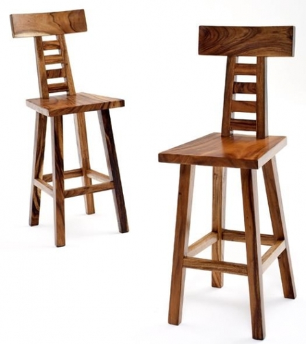Handmade Highback Wooden Bar Stool Cum Chair
