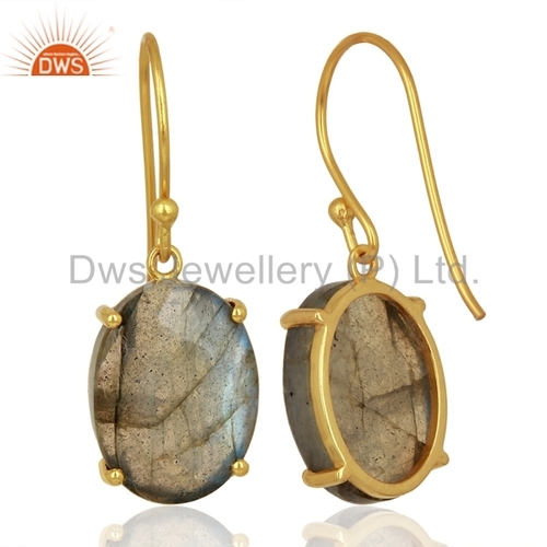 Oval Labradorite Gemstone 925 Silver Earrings Wholesale