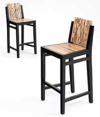 Handmade Black Frame Wooden Sheet Bar Chair