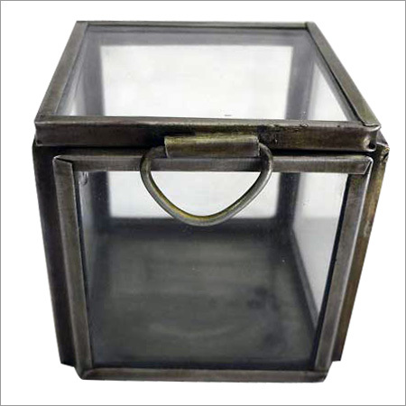 Zinc Antique Finish Designer Glass Storage Boxes