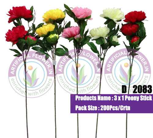 3 x 1 Artificial Peony Stick 