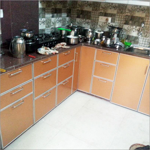 Designer Modular Kitchen - Aluminum Modular, Brown Matte | Space Saving, Easy Cleaning, Durable, Customizable, Clutter Free