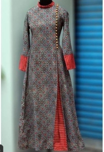 Indian Designer Flower Print Maxi Stlye Long Dress