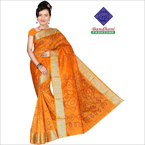 Orange Latest Ladies Bandhani Sarees