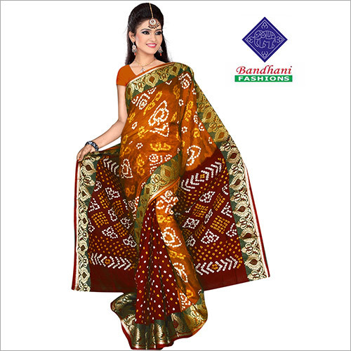 Maroon Latest Ladies Bandhani Printed Sarees