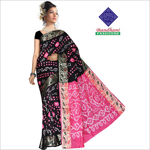 Black Pink Latest Bandhani Sarees