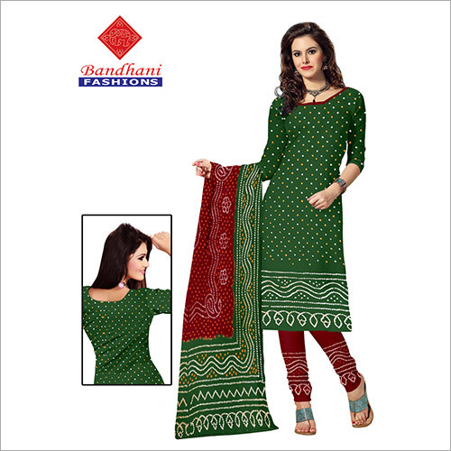 Green And Maroon Designer Bandhani Suits Wholesale