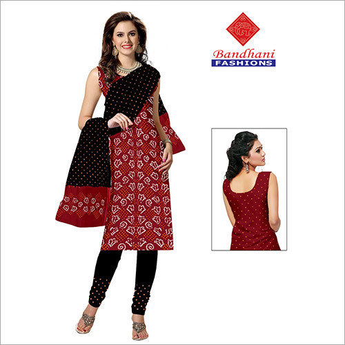 Red Latest Bandhani Dress Material