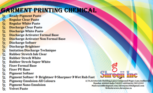 Garment printing chemical