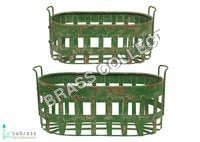 Green Metal Baskets Set Of 2 Pcs