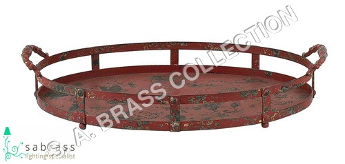 Red Garden Bird Feeding Oval Tray