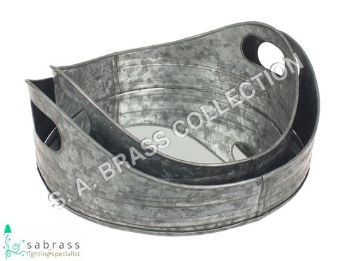Galvanized Half Cut Oval Tray