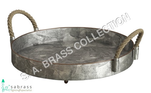 Galvanized Rope Serving Tray Dimensions: 40 X 40 X 15 Centimeter (Cm)