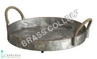 Galvanized Rope Serving Tray Dimensions: 40 X 40 X 15  Centimeter (cm)