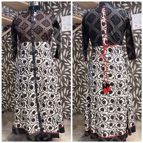 Black & white dabu print kurti