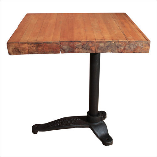 Cast Iron and Natural Wood Table